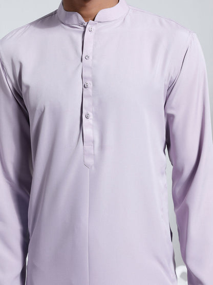 VASTRAMAY Men's Purple Crepe Kurta