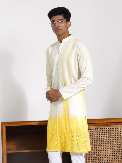 Vastramay Men's Yellow Viscose Kurta