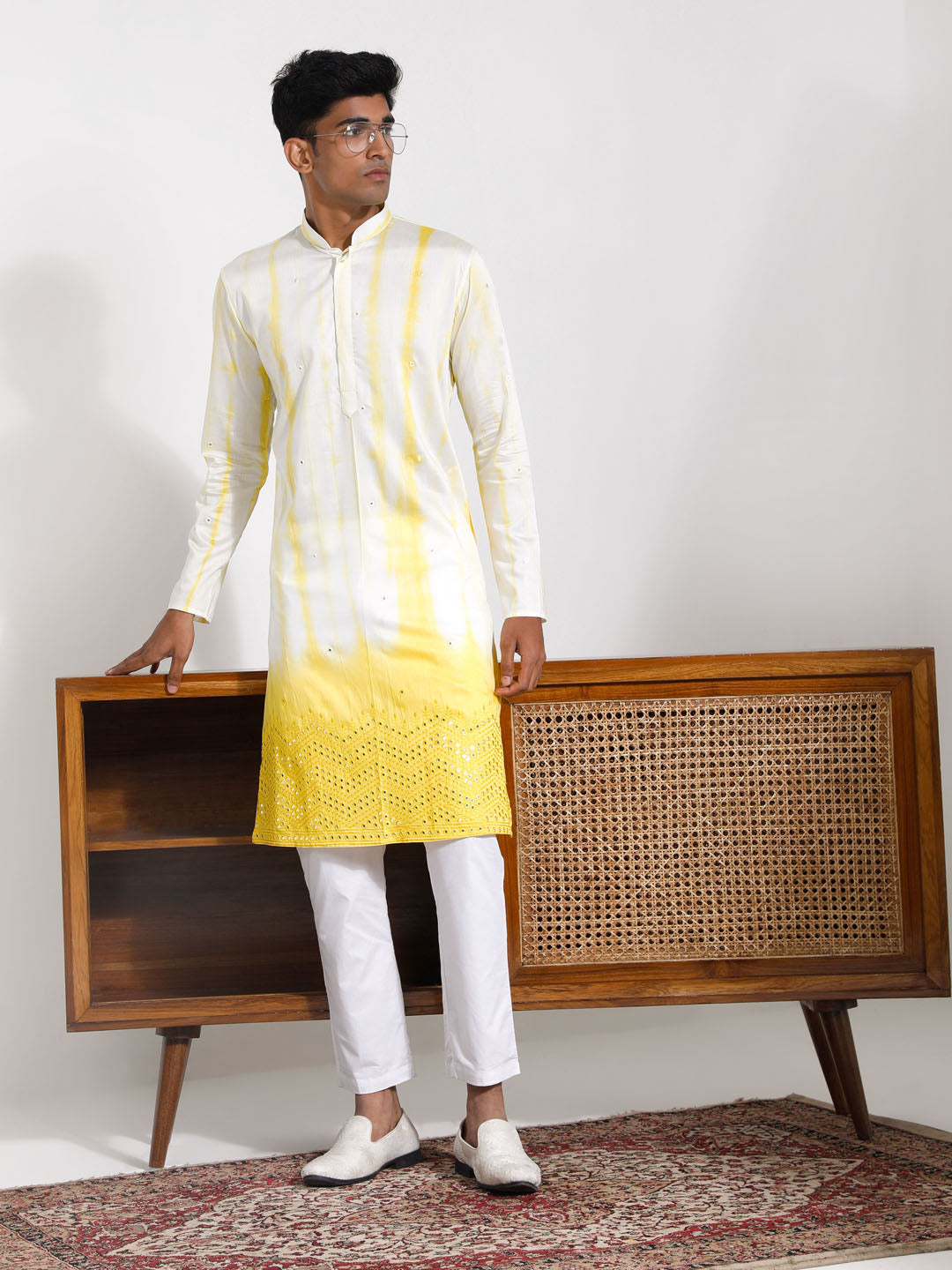 Vastramay Men's Yellow Viscose Kurta