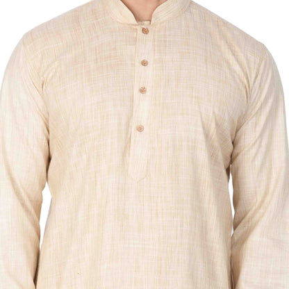 Vastramay Men's Beige Cotton Blend Kurta