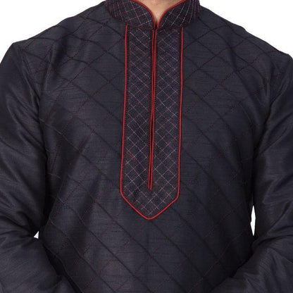 Vastramay Men's Black Silk Blend Kurta