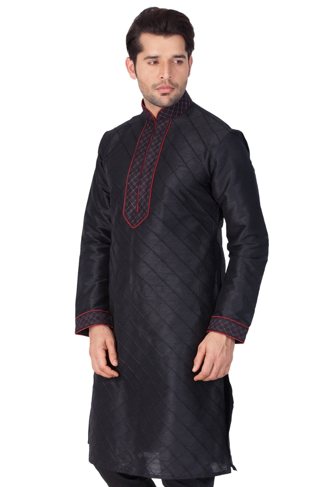 Vastramay Men's Black Silk Blend Kurta