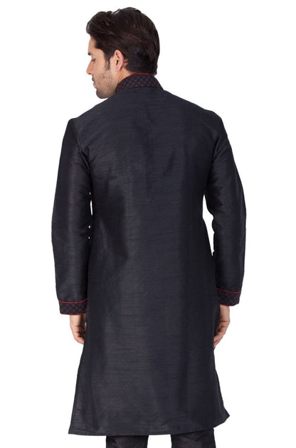 Vastramay Men's Black Silk Blend Kurta