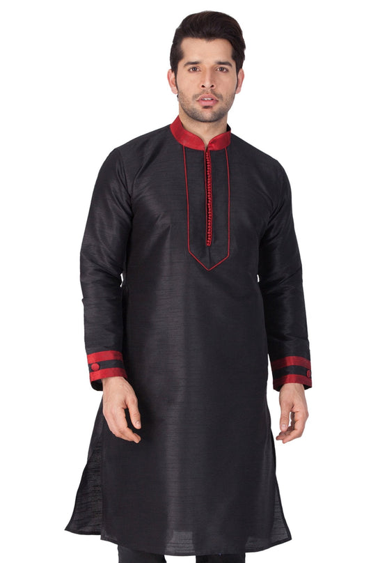 Vastramay Men's Black Silk Blend Kurta