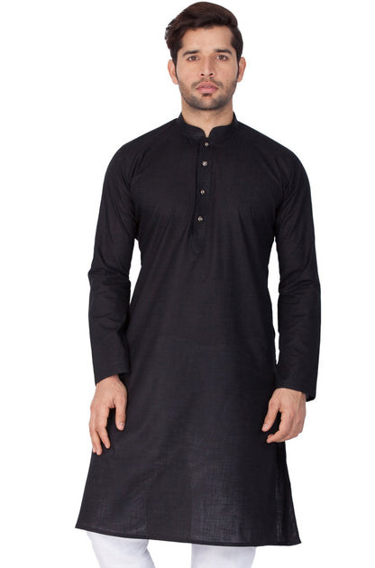 Vastramay Men's Black Linen Kurta