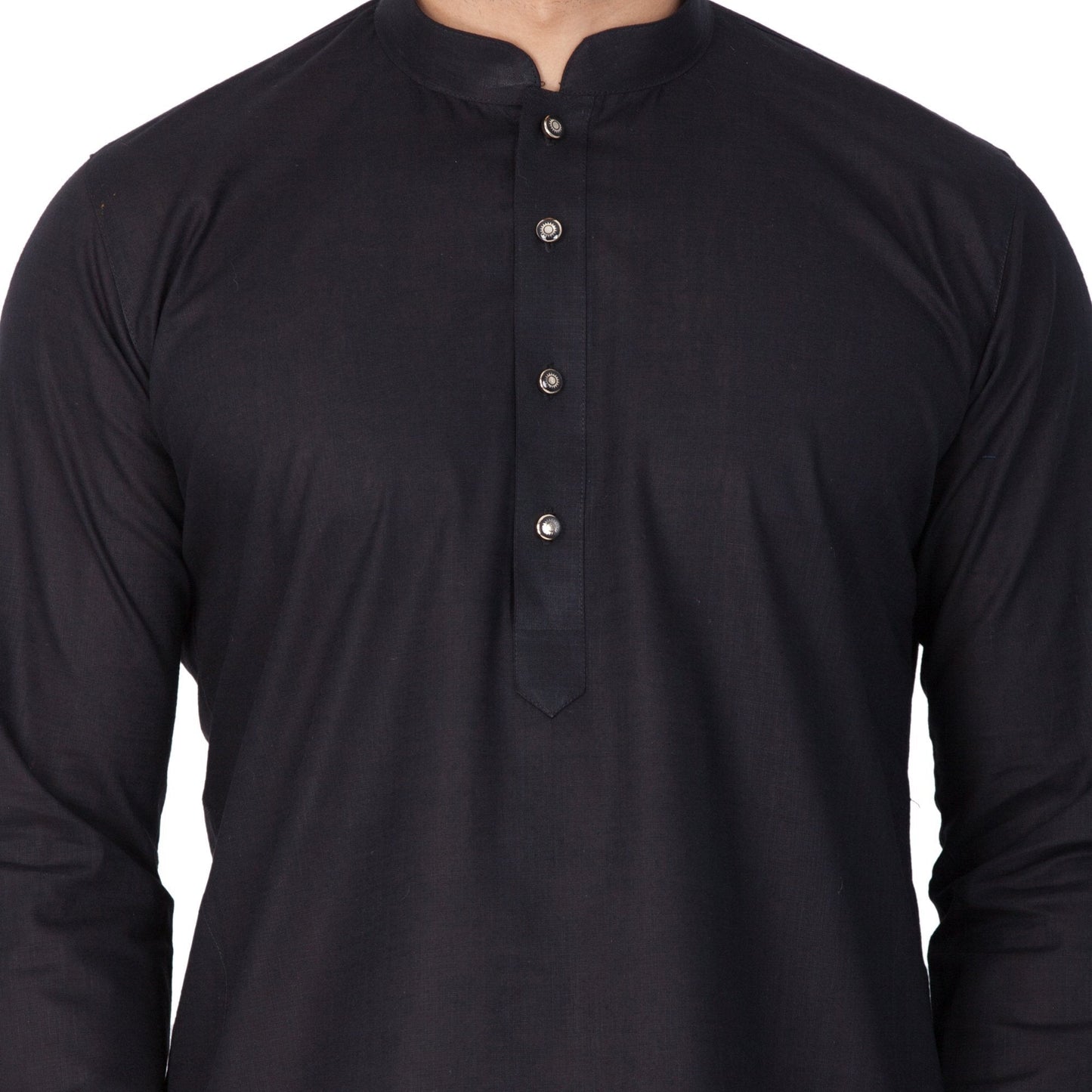 Vastramay Men's Black Linen Kurta