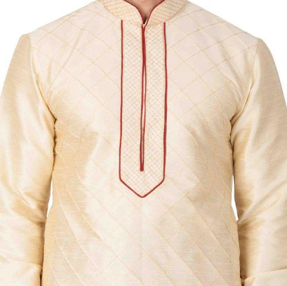 Vastramay Men's Gold Silk Blend Kurta