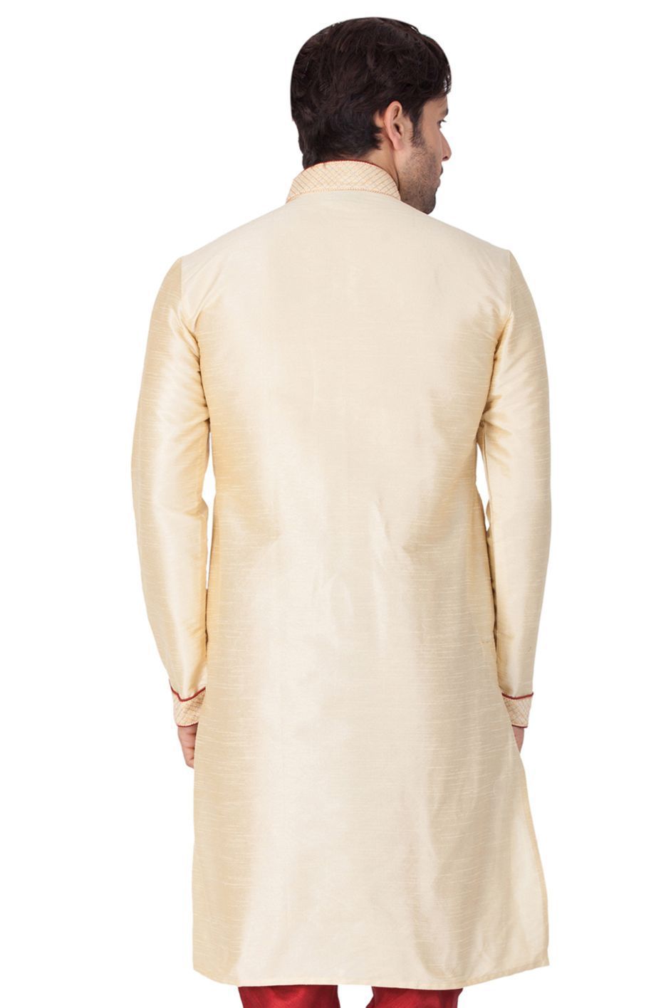 Vastramay Men's Gold Silk Blend Kurta