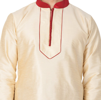 Vastramay Men's Gold Silk Blend Kurta