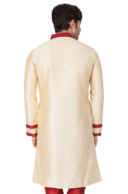 Vastramay Men's Gold Silk Blend Kurta