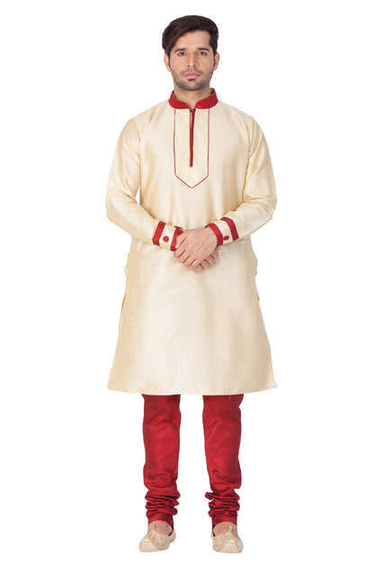 Vastramay Men's Gold Silk Blend Kurta