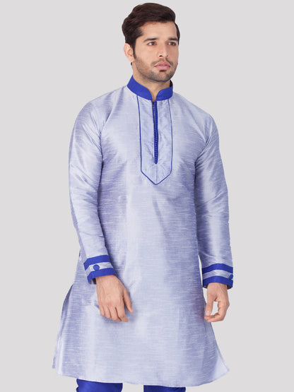 Vastramay Men's Light Blue Silk Blend Kurta