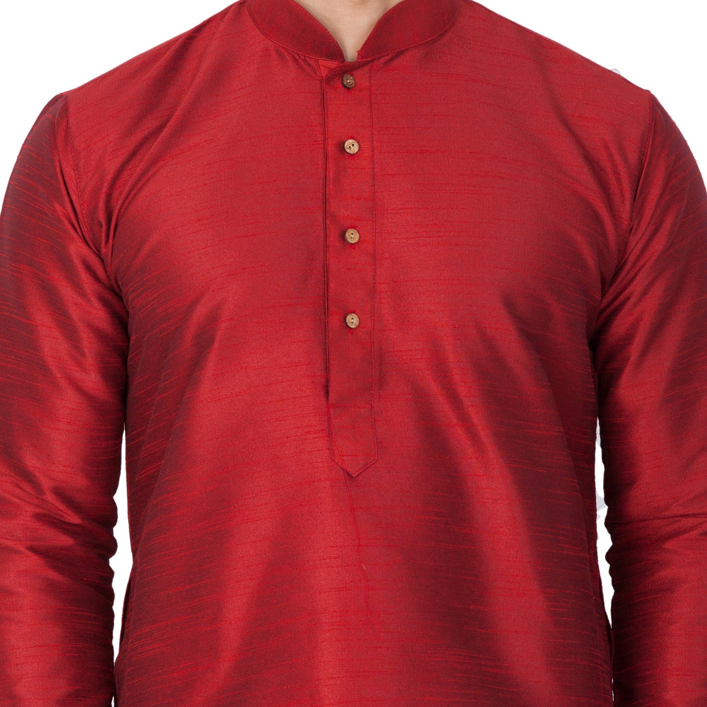 Vastramay Men's Maroon Cotton Silk Blend Kurta and Pyjama Set