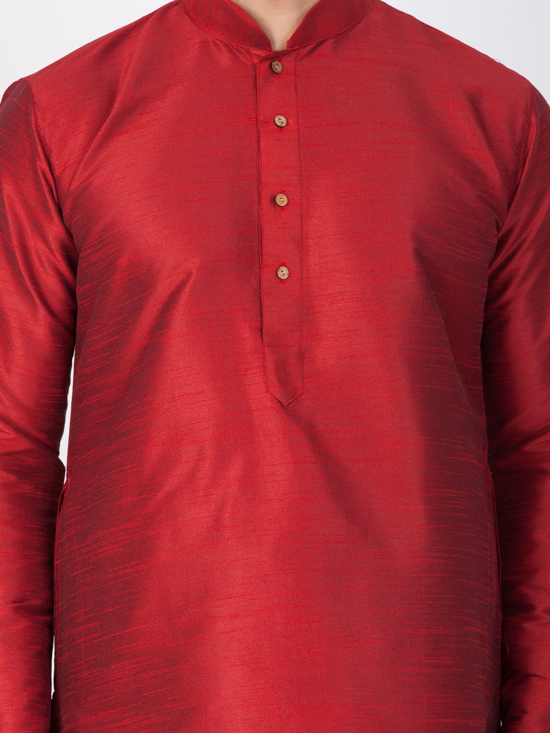 Vastramay Silk Blend Maroon Baap Beta Kurta Pyjama Set