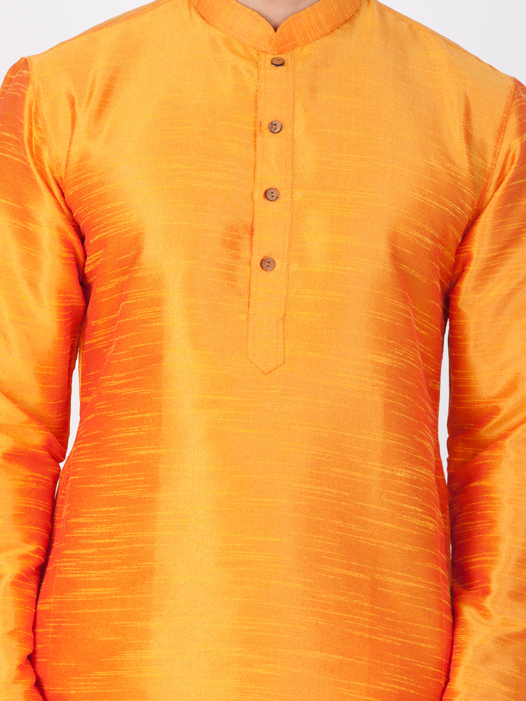 Vastramay Silk Blend Orange Baap Beta Kurta Pyjama Set