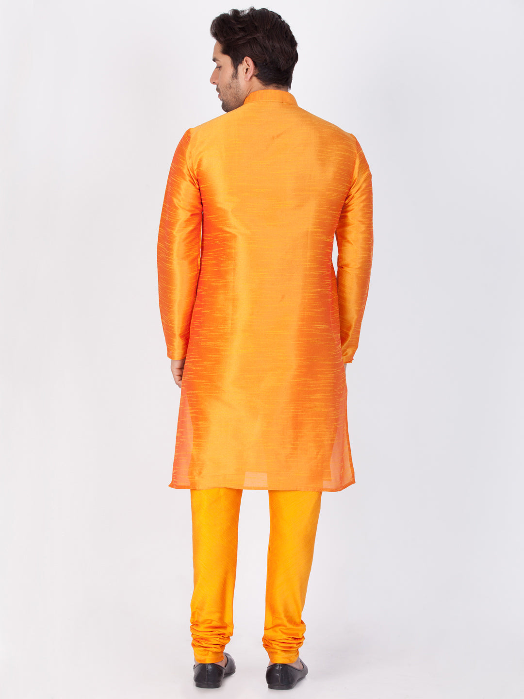 Vastramay Silk Blend Orange Baap Beta Kurta Pyjama Set