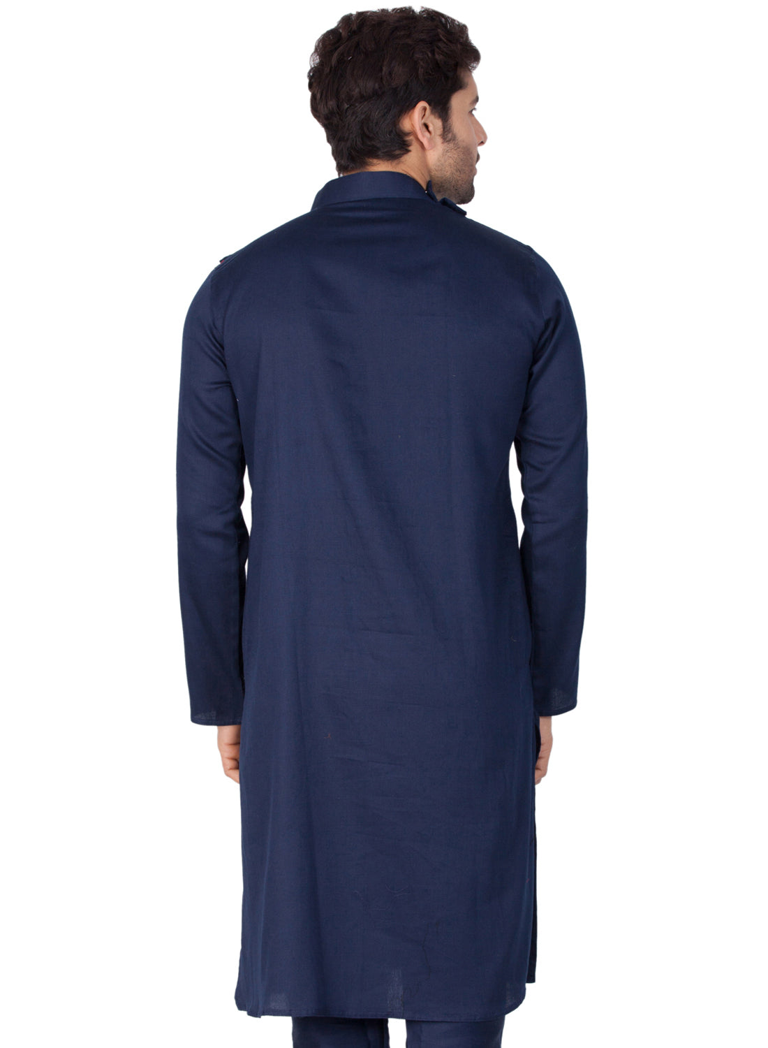 Vastramay Men's Blue Cotton Kurta and Pyjama Set