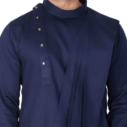 Vastramay Men's Blue Cotton Kurta and Pyjama Set