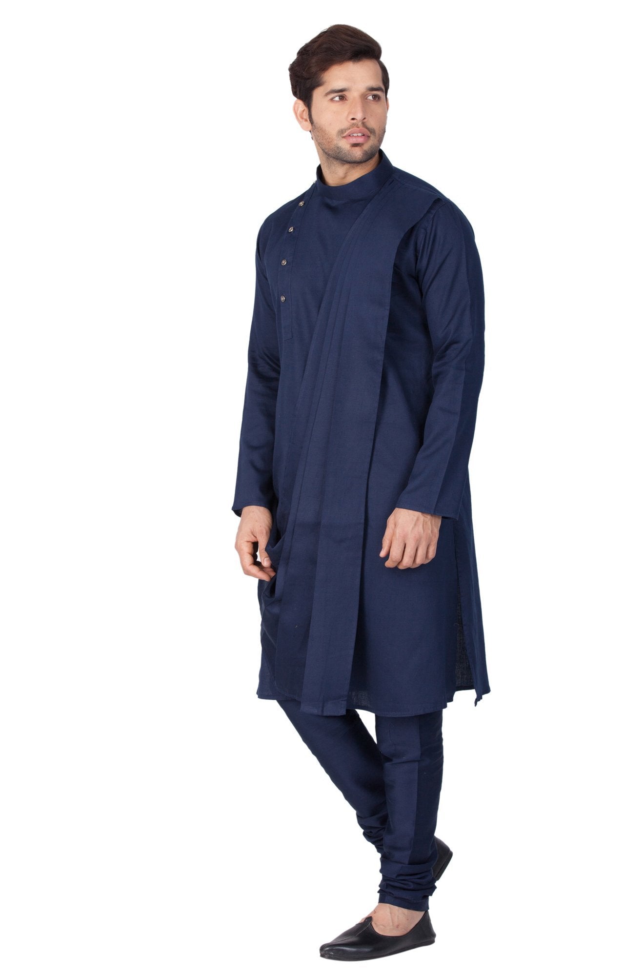 Vastramay Men's Blue Cotton Kurta and Pyjama Set