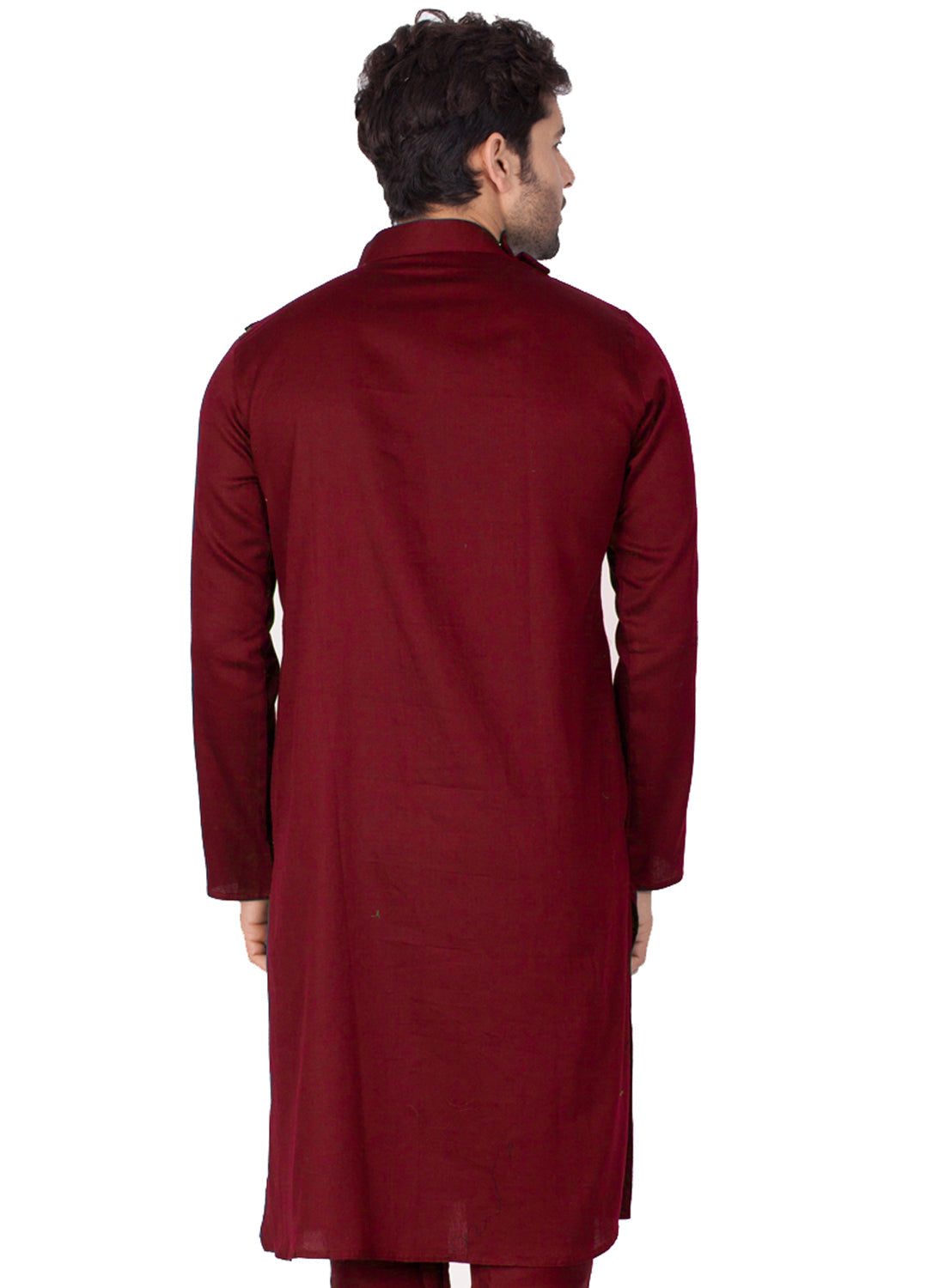 Vastramay Men's Maroon Cotton Kurta and Pyjama Set