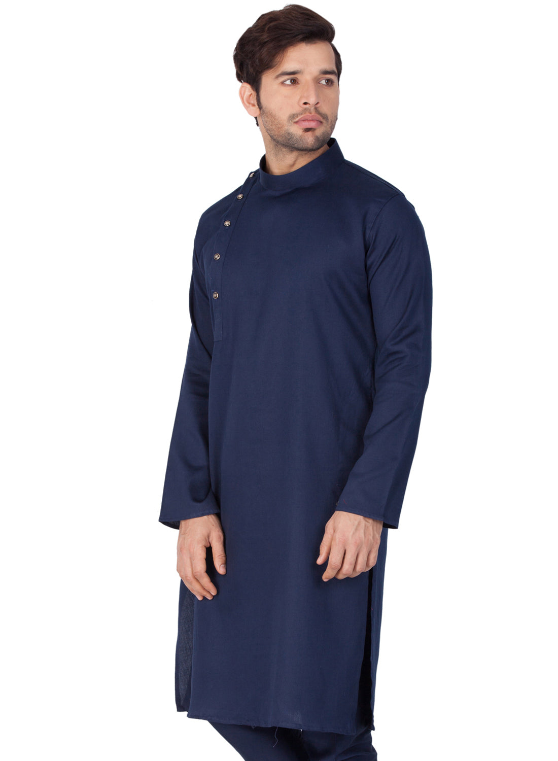 Vastramay Men's Blue Cotton Kurta and Pyjama Set