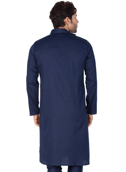 Vastramay Men's Blue Cotton Kurta and Pyjama Set