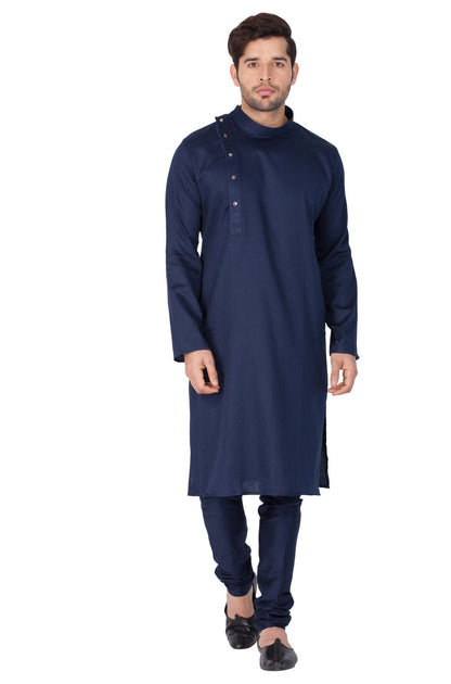 Vastramay Men's Blue Cotton Kurta and Pyjama Set