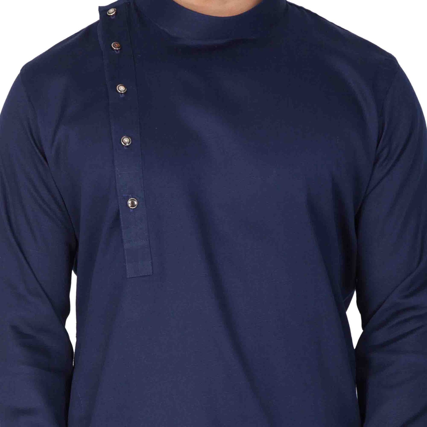 Vastramay Men's Blue Cotton Kurta and Pyjama Set