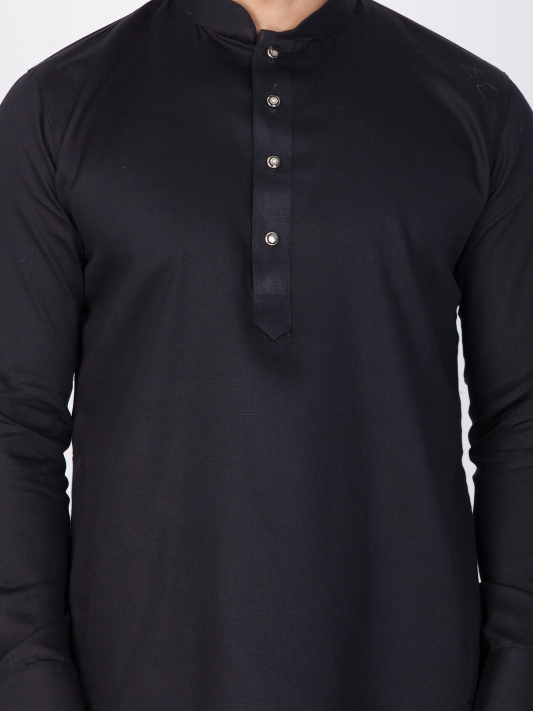 Vastramay Men's Black Cotton Kurta and Pyjama Set