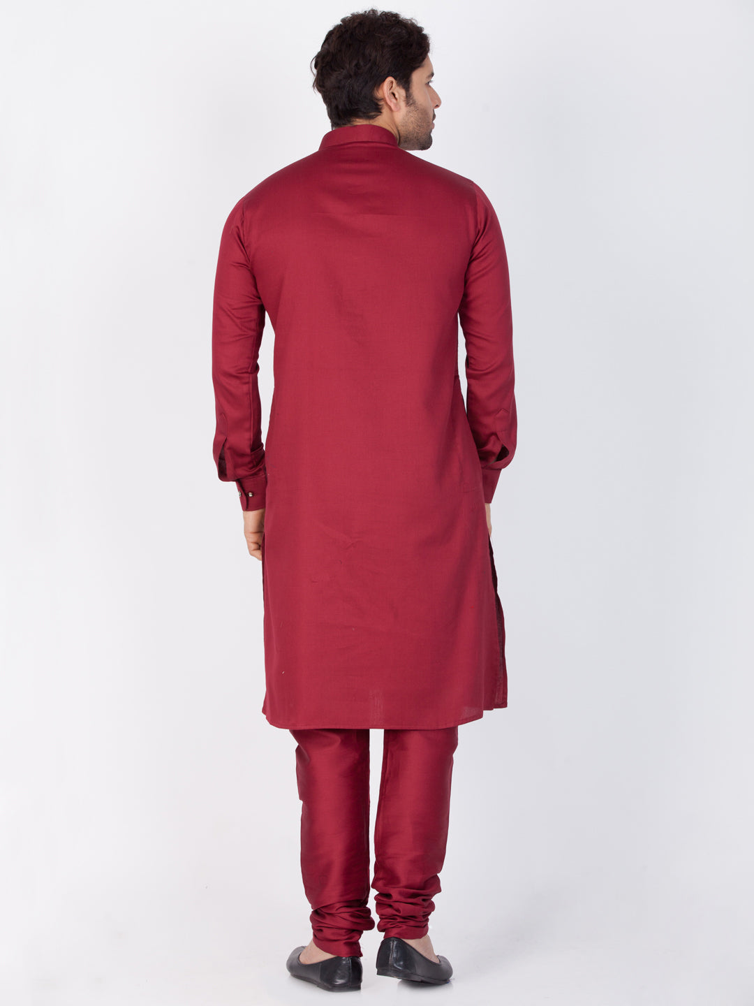 Vastramay Men's Maroon Cotton Kurta and Pyjama Set