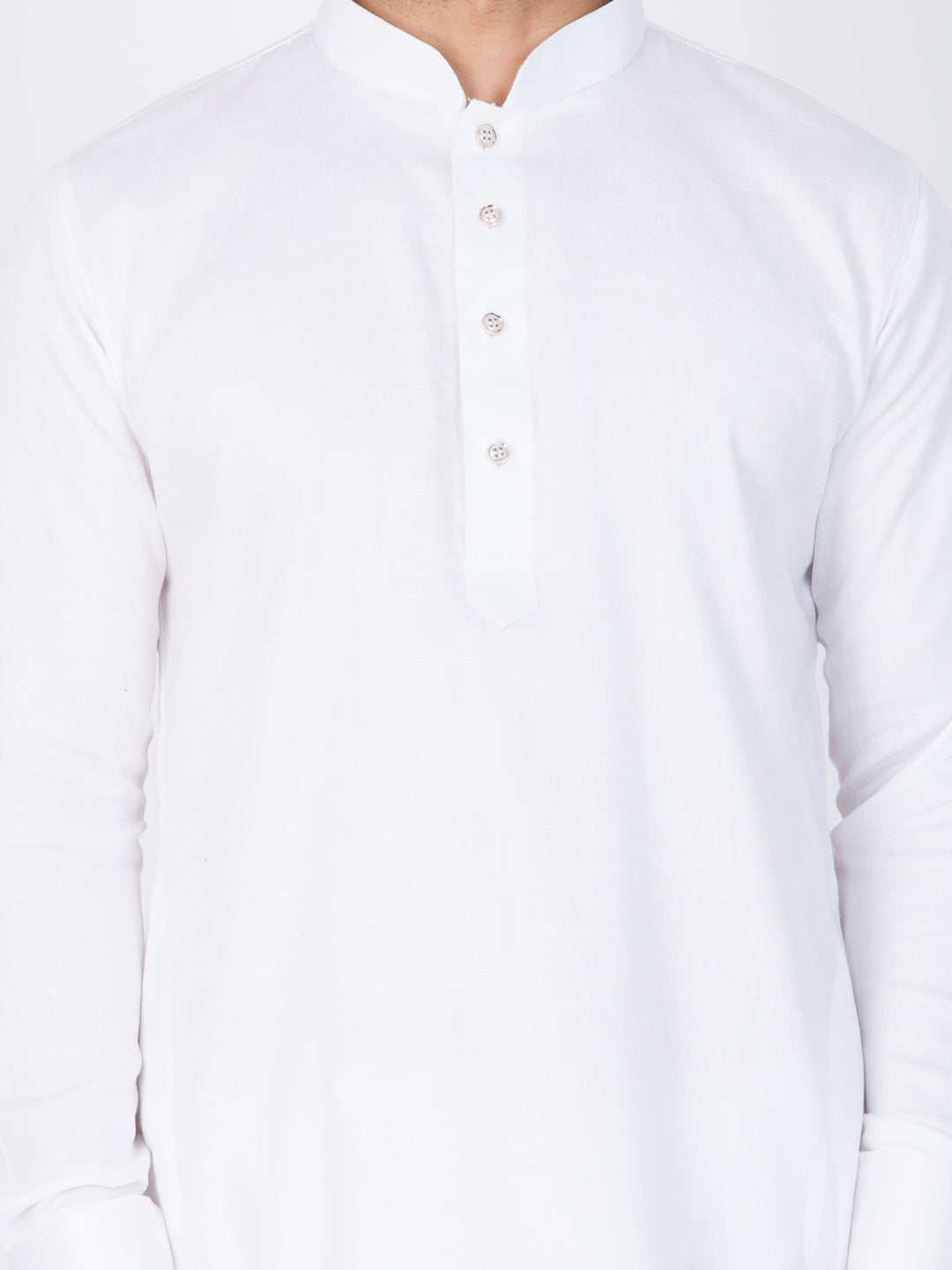 Vastramay Men's White Cotton Kurta and Pyjama Set