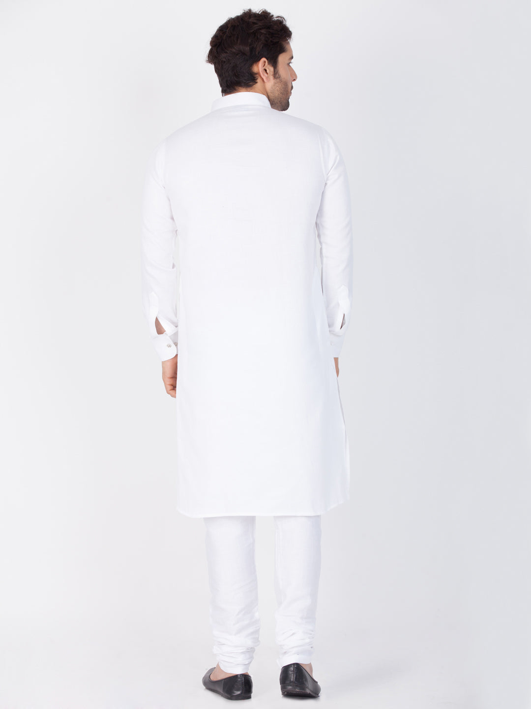 Vastramay Men's White Cotton Kurta and Pyjama Set