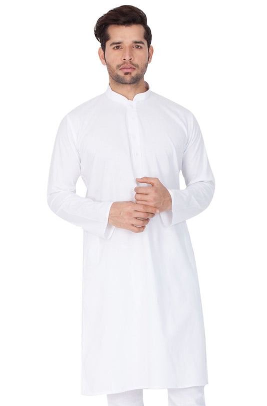 Vastramay Men's White Cotton Kurta