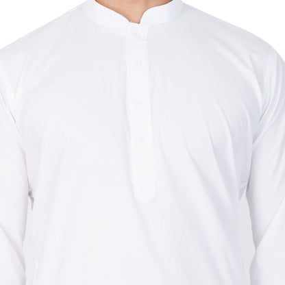 Vastramay Men's White Cotton Kurta and Pyjama Set