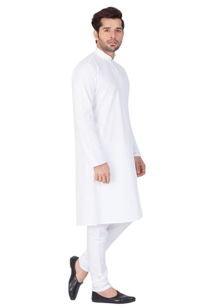 Vastramay Men's White Cotton Kurta and Pyjama Set