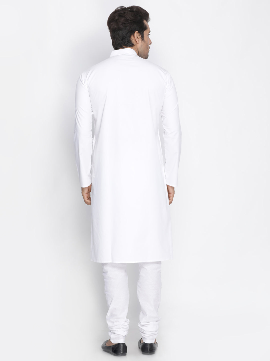 Vastramay Men's White Cotton Kurta, Pyjama & Dupatta Set