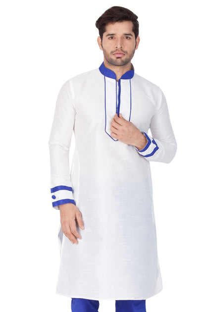 Vastramay Men's White Silk Blend Kurta