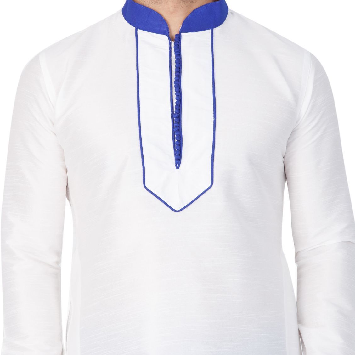 Vastramay Men's White Silk Blend Kurta