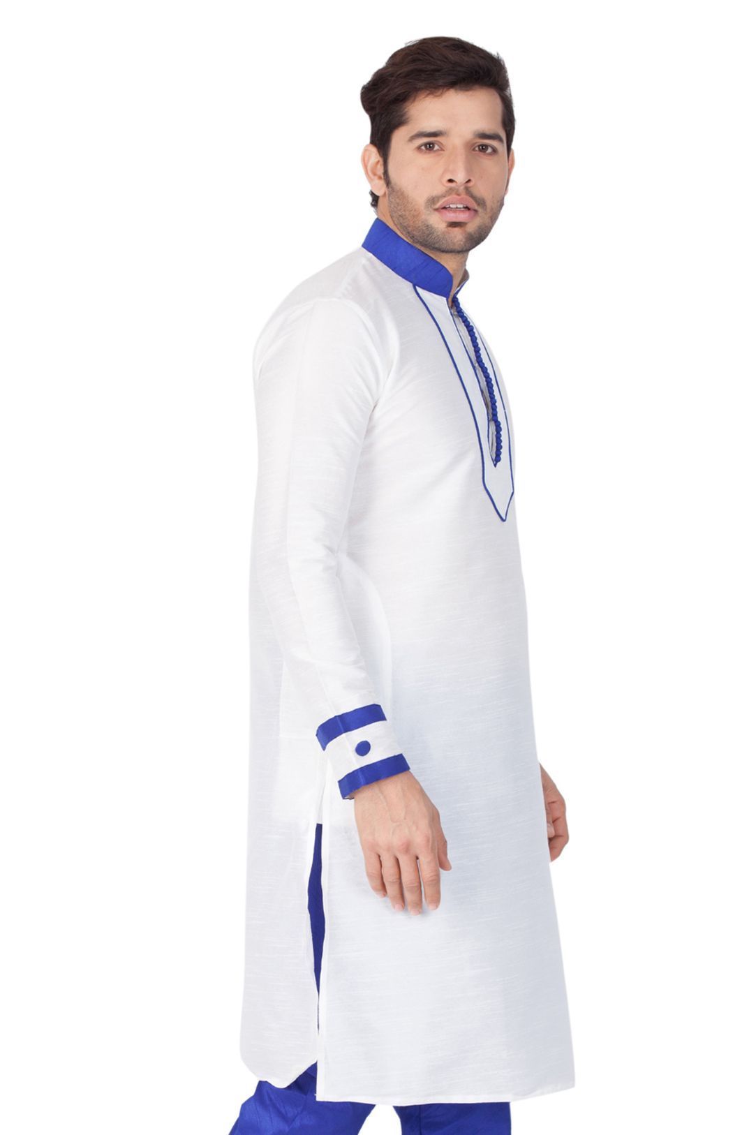 Vastramay Men's White Silk Blend Kurta