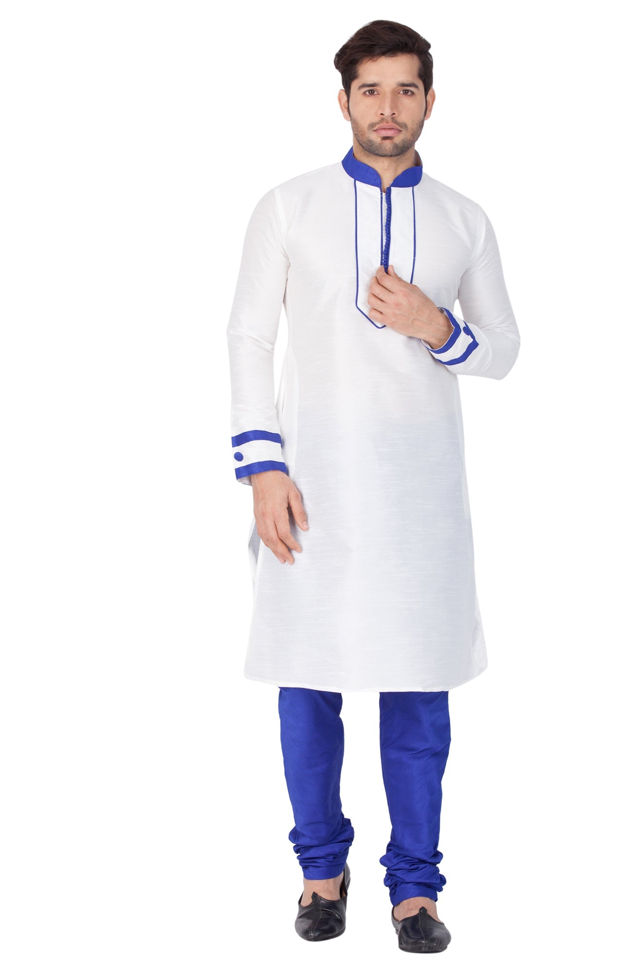 Vastramay Men's White Silk Blend Kurta