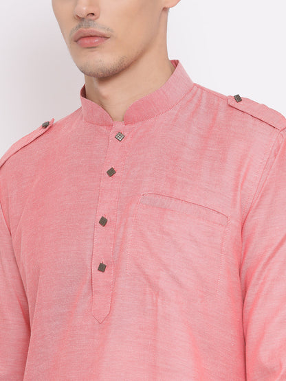 Vastramay Men's Red Cotton Blend Kurta