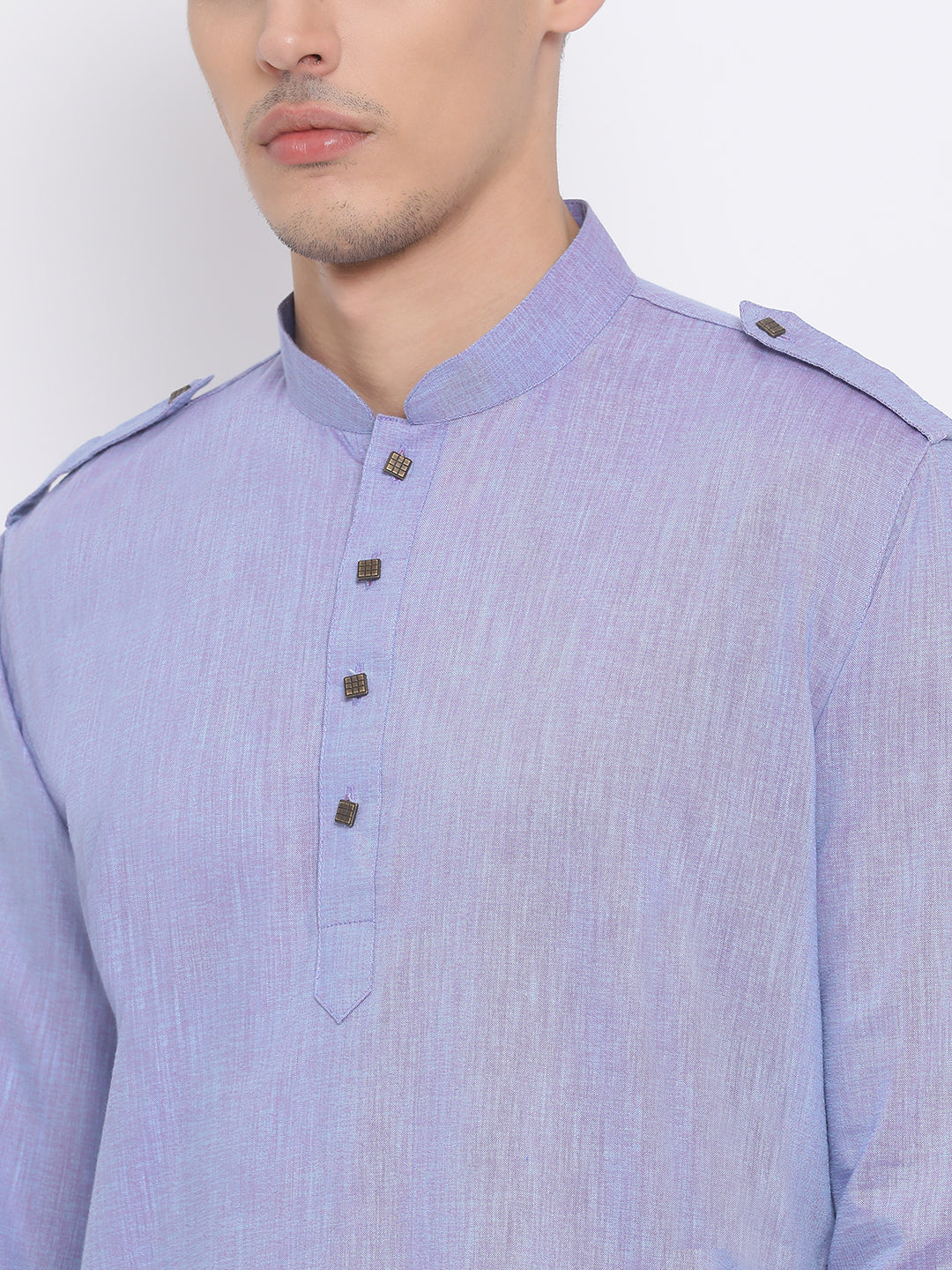 Vastramay Men's Blue Cotton Blend Kurta