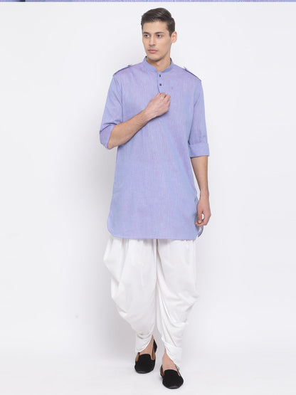 Vastramay Men's Blue Cotton Blend Kurta