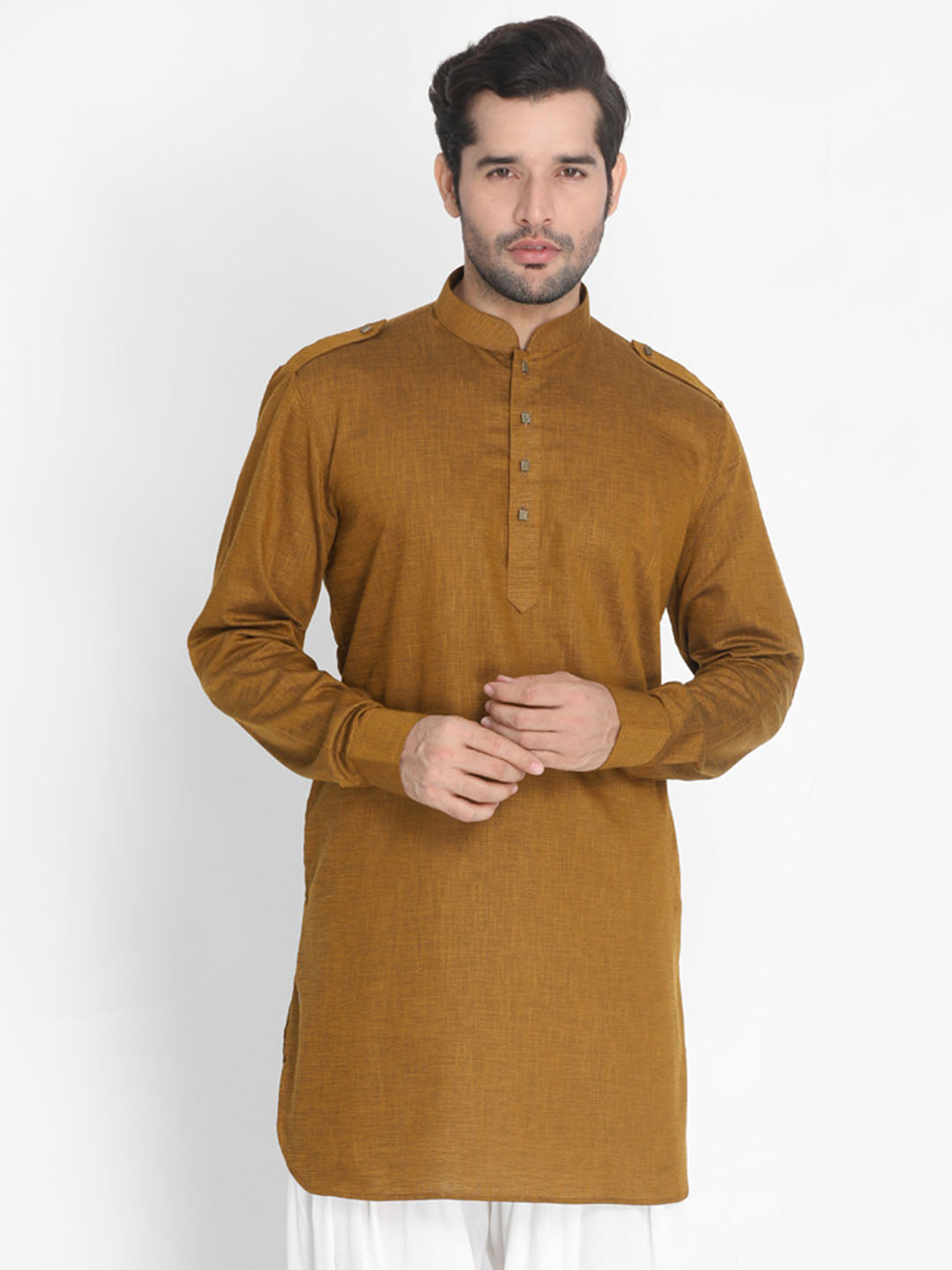 Vastramay  Men's Brown Cotton Kurta