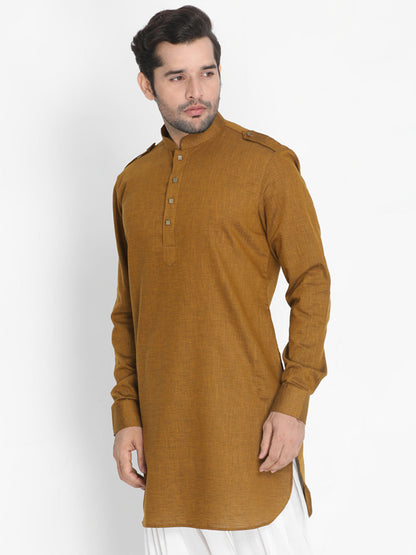 Vastramay  Men's Brown Cotton Kurta