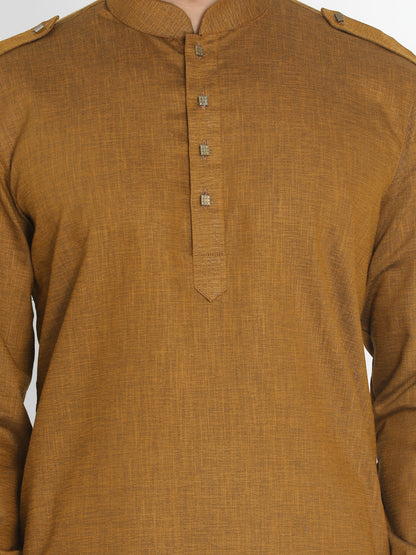 Vastramay  Men's Brown Cotton Kurta