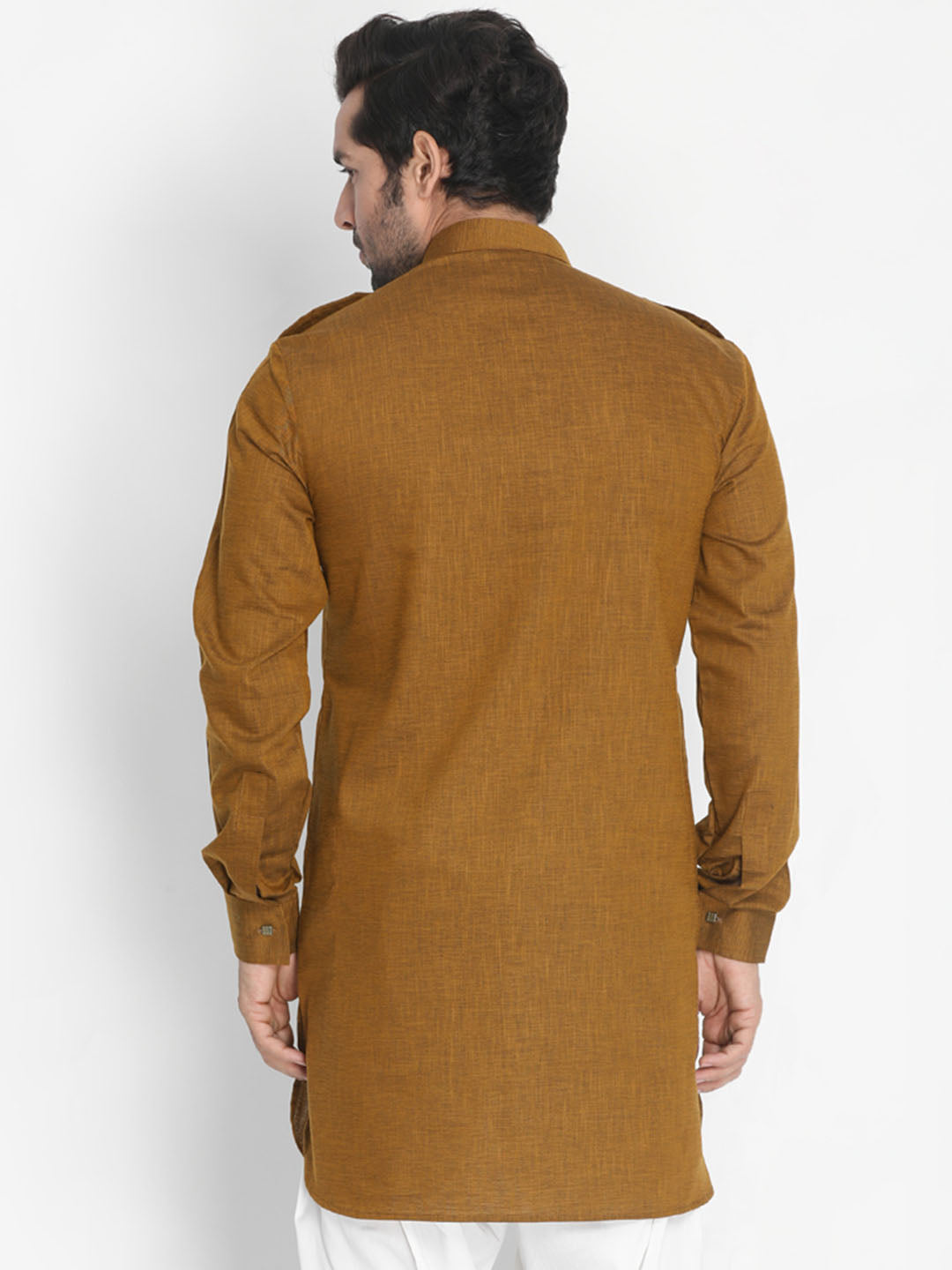 Vastramay  Men's Brown Cotton Kurta