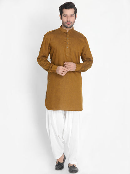 Vastramay  Men's Brown Cotton Kurta