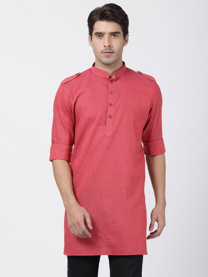 Vastramay Men's Maroon Cotton Kurta