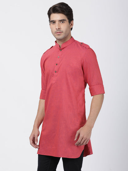 Vastramay Men's Maroon Cotton Kurta